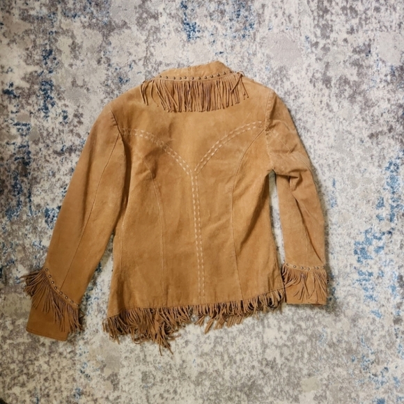 Cripple Creek Women's Size M Genuine Leather Jacket w/ Tassles Western Rustic - Picture 2 of 3